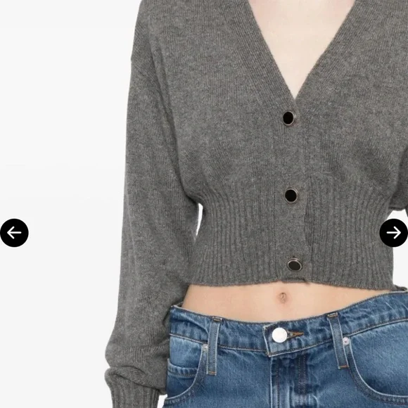 Reformation Hana Ribbed-Edge Cropped Cardigan – Grey, Size XS - Picture 1 of 6